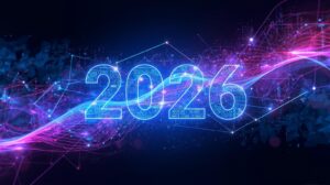 AI digital marketing concept in 2026 showing data analytics dashboard, automation tools, and personalized marketing strategies on a futuristic interface