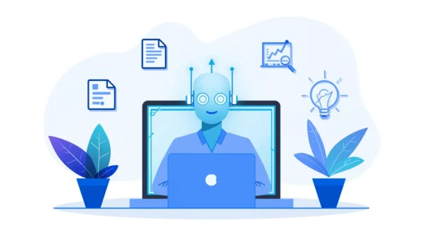 10 Best Free AI Writing Tools for SEO Bloggers in 2026 (Real Results) 3 Robot assistant helping a blogger write SEO content using free AI writing tools in 2026