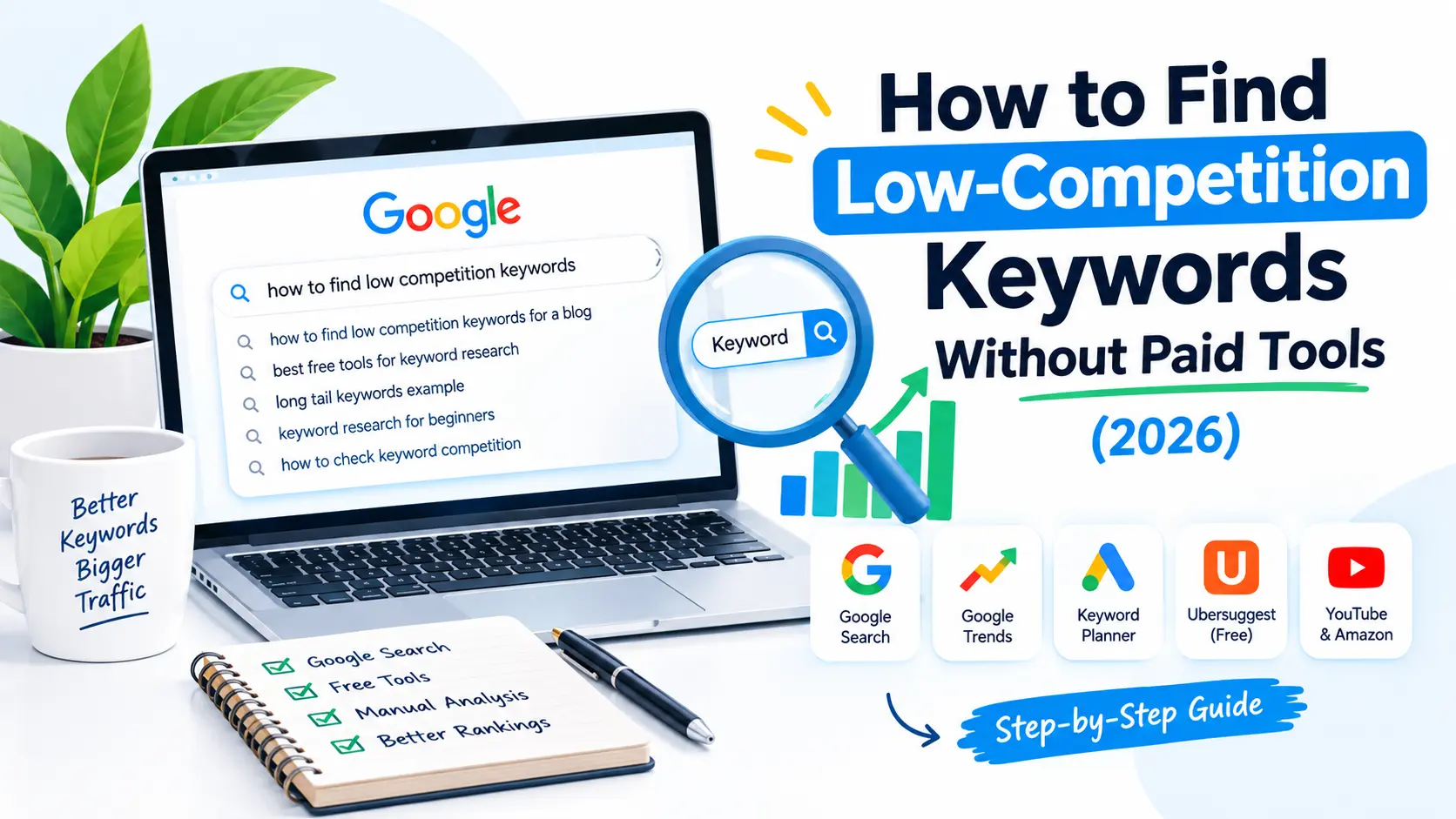 How to Find Low-Competition Keywords Without Paid Tools (2026) 1 low-competition keywords without paid tools